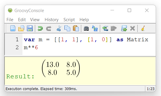 matrix output transforms in groovy console