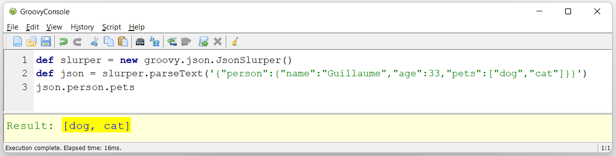 JsonSlurper in GroovyConsole